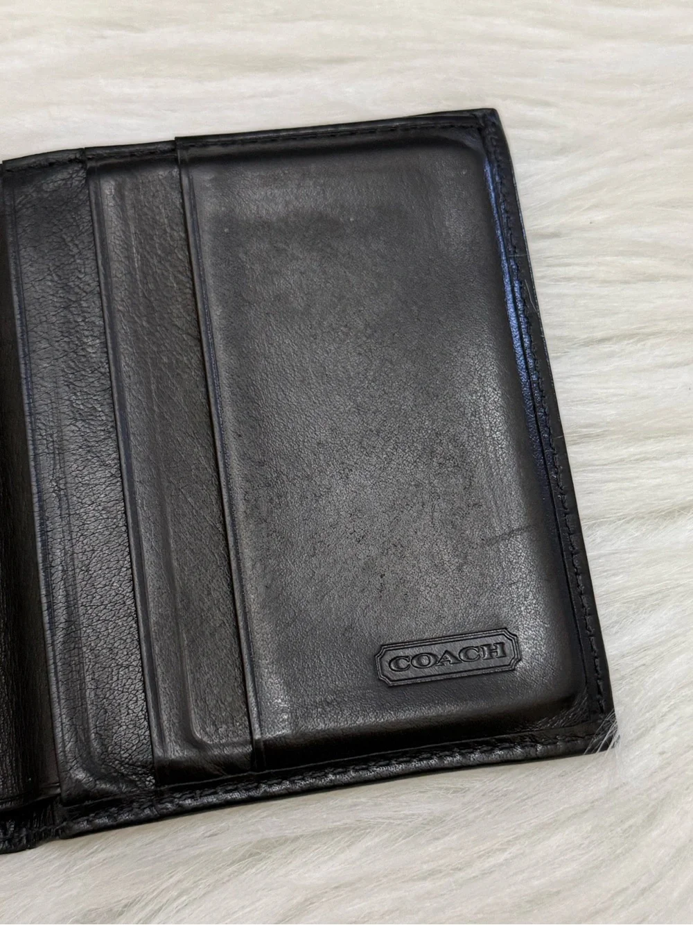 COACH - VINTAGE BLACK ALL LEATHER BIFOLD CARDHOLDER WALLET